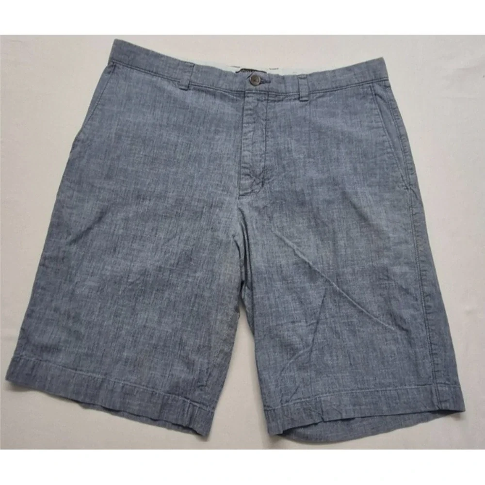 Banana Republic men's heathered blue chino shorts sz. 34 flat front 100% Cotton